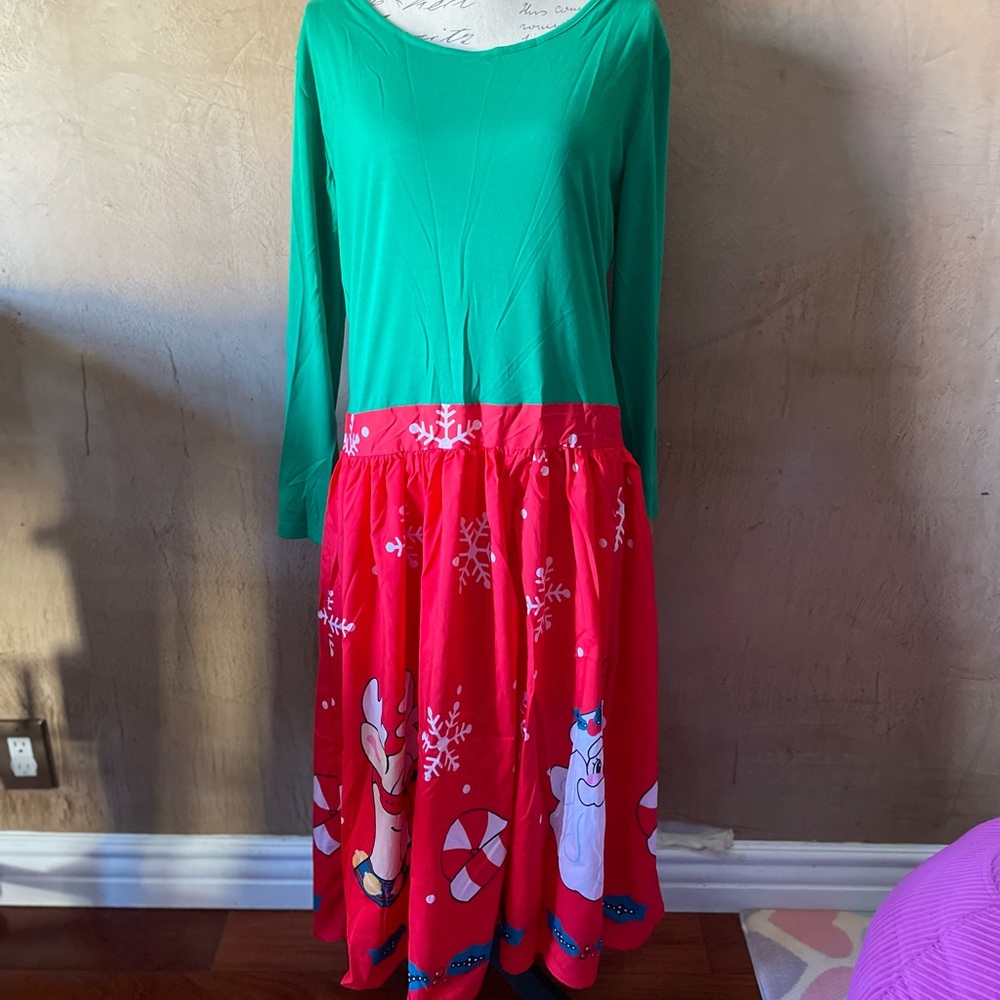 Rosegal Green and Red Holiday Dress 2XL NWT